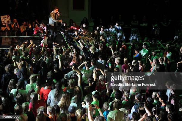 Conor Maynard performs on stage during the first UK Nickelodeon SLIMEFEST at the Empress Ballroom on September 3, 2016 in Blackpool, England.