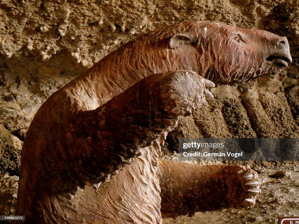 Replica of extinct Mylodon ground sloth of Patagonia