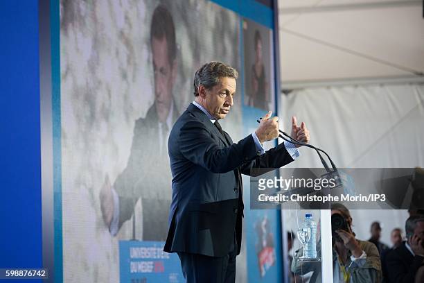 Former French President and candidate for the Primary Election of the Right wing Les Republicains to the 2017 Presidential Election, Nicolas Sarkozy...