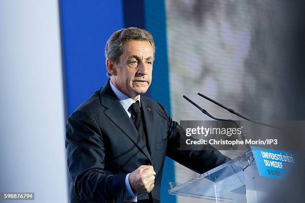 Former French President and candidate for the Primary Election of the Right wing Les Republicains to the 2017 Presidential Election, Nicolas Sarkozy...