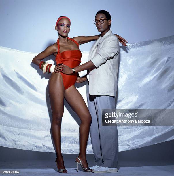 Portrait Of American fashion model Toukie Smith and her brother, fashion designer Willi Smith, New York, New York, 1980s.
