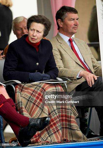 Princess Anne, Princess Royal and Timothy Laurence attend The 2016 Braemar Highland Gathering on September 3, 2016 in Braemar, Scotland.