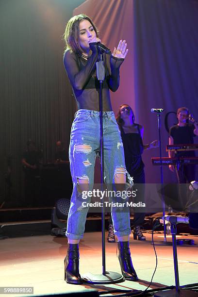 Singer Lena Meyer-Landrut performs at the 'Glossycon' on September 3, 2016 in Berlin, Germany.