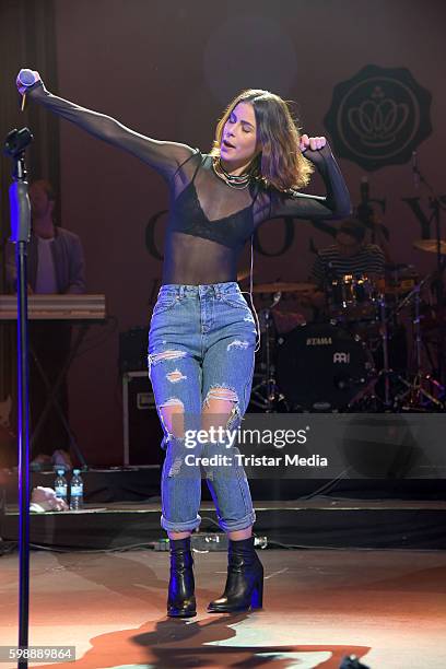 Singer Lena Meyer-Landrut performs at the 'Glossycon' on September 3, 2016 in Berlin, Germany.