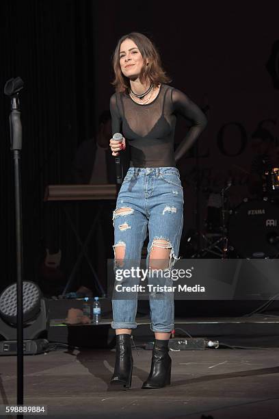 Singer Lena Meyer-Landrut performs at the 'Glossycon' on September 3, 2016 in Berlin, Germany.