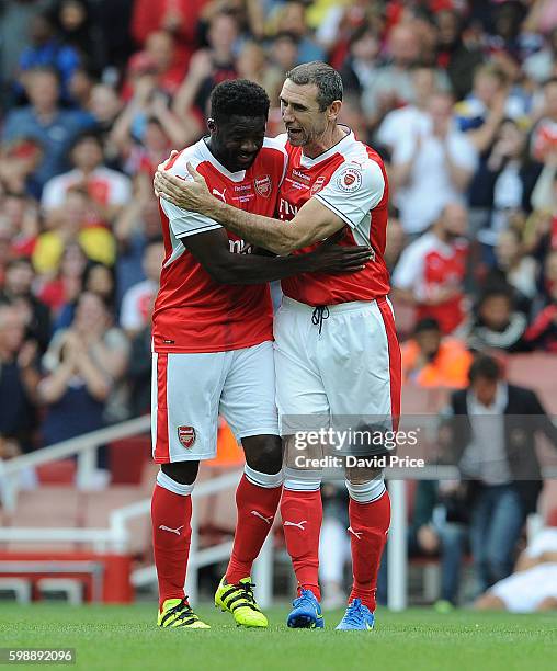 Martin Keown and Kolo Toure of Arsenal Legends during the Arsenal Foundation Charity match between Arsenal Legends and Milan Glorie at Emirates...