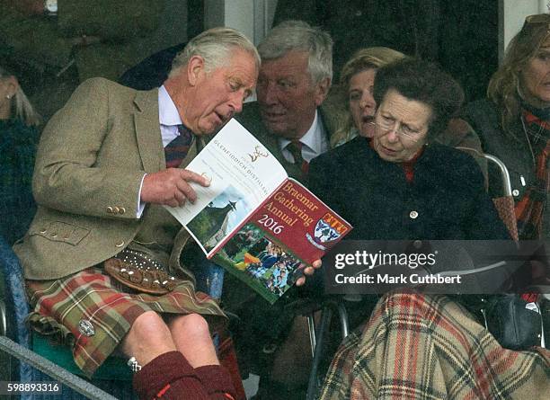 Prince Charles, Prince of Wales and Princess Anne, Princess Royal attend The 2016 Braemar Highland Gathering on September 3, 2016 in Braemar,...