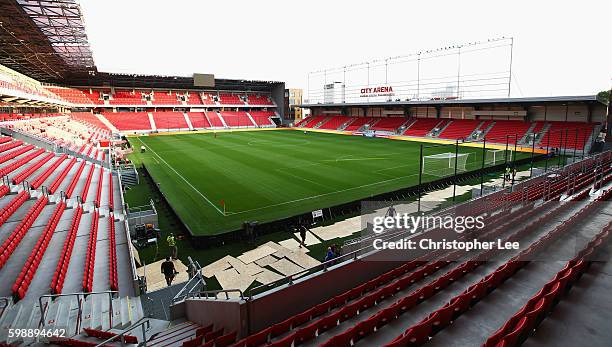 General view inside the ground prior to the FIFA World Cup Qualifying Group F match against Slovakia at City Arena on September 3, 2016 in Trnava,...