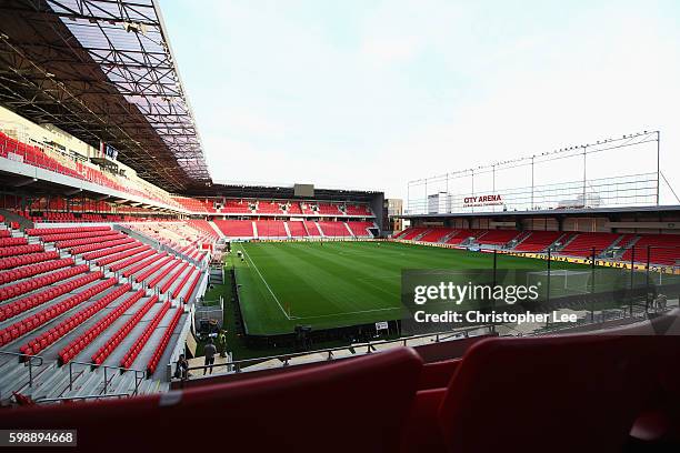 General view inside the ground prior to the FIFA World Cup Qualifying Group F match against Slovakia at City Arena on September 3, 2016 in Trnava,...