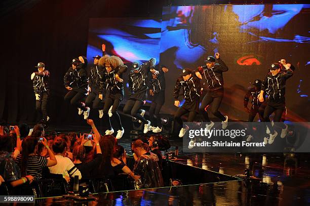 Diversity perform on stage during the first UK Nickelodeon SLIMEFEST at the Empress Ballroom on September 3, 2016 in Blackpool, England.