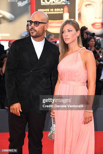 Marco D'Amore and Daniela Maiorana attend the premiere of 'The Young Pope' during the 73rd Venice Film Festival at on September 3, 2016 in Venice,...