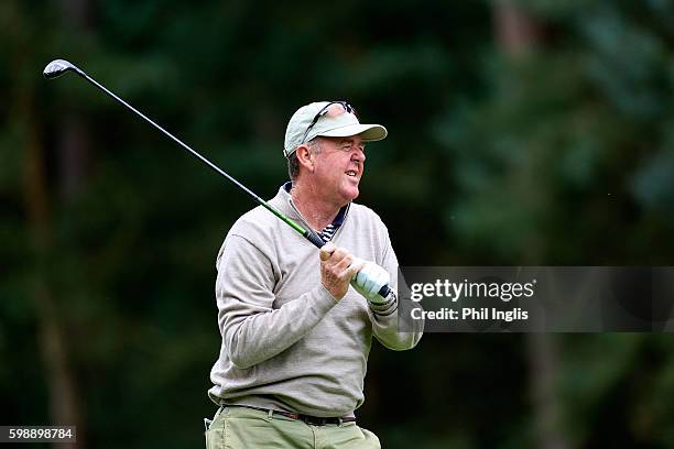 Greg Turner of New Zealand in action during the second round of the Travis Perkins Senior Masters played on the Duke's Course, Woburn Golf Club on...