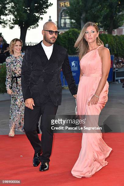 Marco D'Amore and Daniela Maiorana attend the premiere of 'The Young Pope' during the 73rd Venice Film Festival at on September 3, 2016 in Venice,...