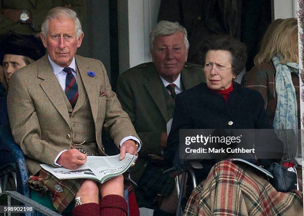 Prince Charles, Prince of Wales and Princess Anne, Princess Royal attend The 2016 Braemar Highland Gathering on September 3, 2016 in Braemar,...