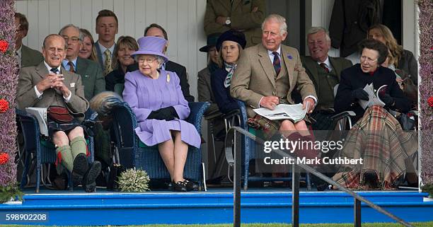 Queen Elizabeth II and Prince Philip, Duke of Edinburgh with Prince Charles, Prince of Wales and Princess Anne, Princess Royal attend The 2016...