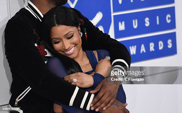 Rappers Meek Mill and Nicki Minaj attend the 2016 MTV Video Music Awards at Madison Square Garden on August 28, 2016 in New York City.