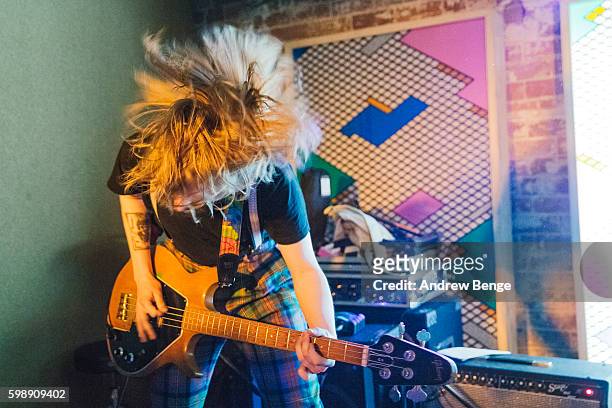 James Tkaczyk-Harrison of Chest Pains performs on stage at Headrow House on August 29, 2016 in Leeds, England.