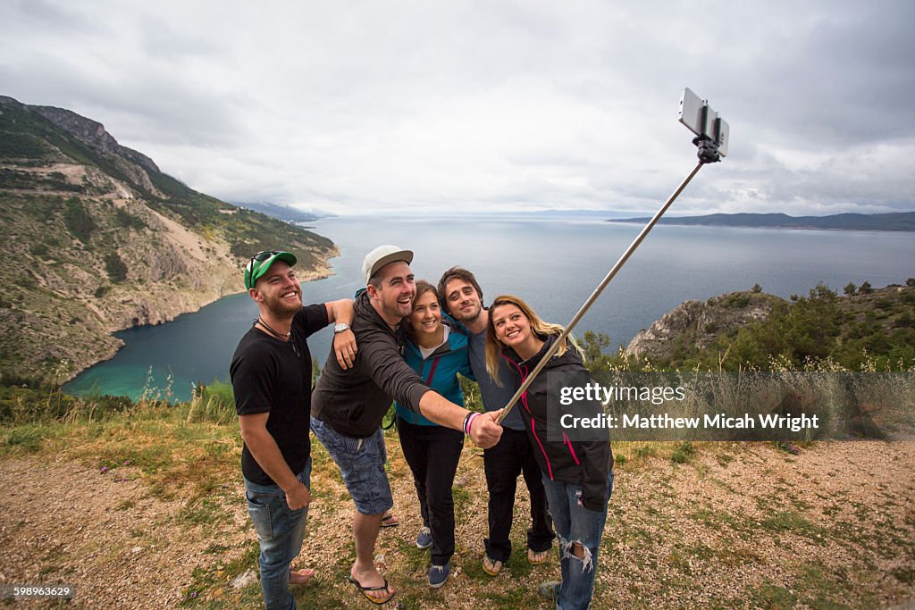 Selfie photographs along the Coratian coast.
