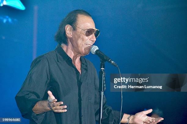 Roman singer Antonello Venditti performs during his live concert at Palapartenope with his "Tortuga Tour". Antonello Venditti is an Italian singer...