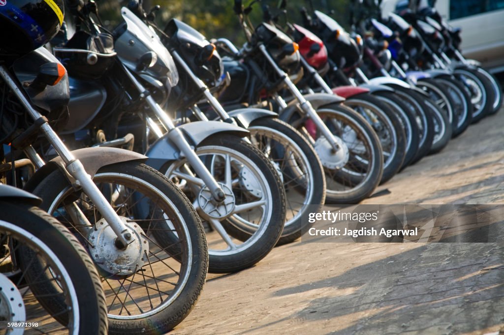 Bike motorcycles parking, Bombay, Mumbai, Maharashtra, India