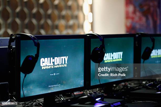 Game stations are seen at The Ultimate Fan Experience, Call Of Duty XP 2016, presented by Activision, at The Forum on September 3, 2016 in Inglewood,...