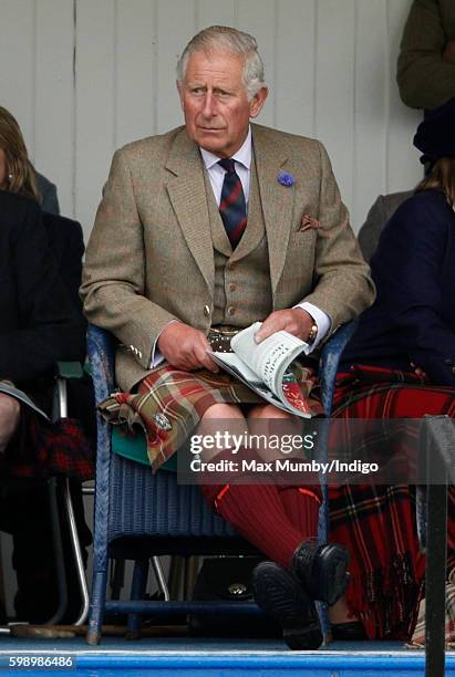 Prince Charles, Prince of Wales attends the 2016 Braemar Highland Gathering at The Princess Royal and Duke of Fife Memorial Park on September 3, 2016...