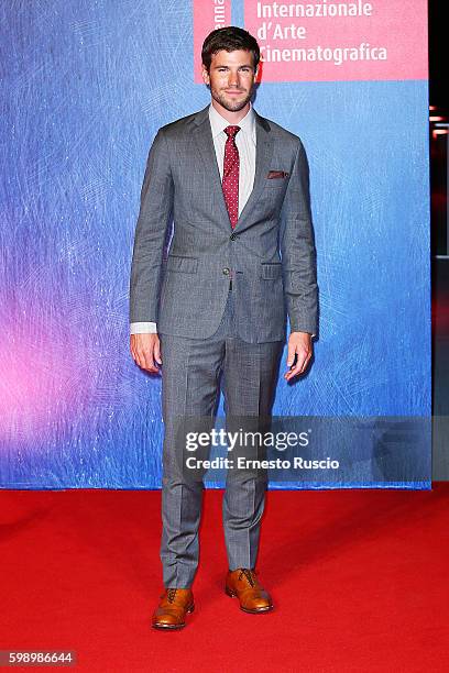 Austin Stowell attends the premiere of 'In Dubious Battle' during the 73rd Venice Film Festival at Sala Giardino on September 3, 2016 in Venice,...