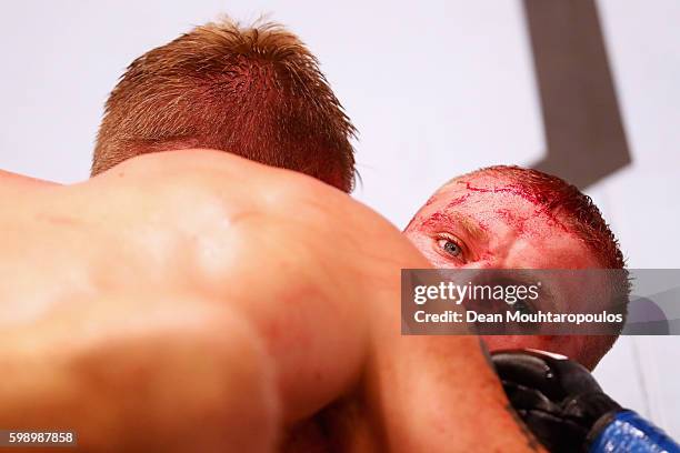 Jan Blachowicz of Poland and Alexander Gustafsson of Sweden compete in their Light Heavyweight Bout during the UFC Fight Night held at Barclaycard...