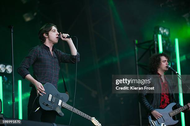 Van McCann and Benji Blakeway of Catfish and the Bottlemen performs at electric Picnic at Stradbally Hall Estate on September 3, 2016 in Dublin,...