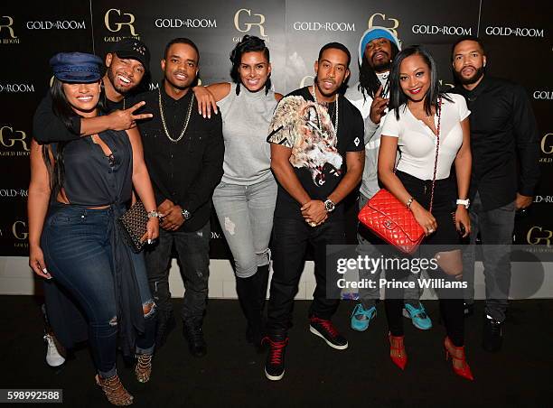 Tahiry Jose, Terrence Jenkins, Larenz Tate, Laura Govan, Ludacris, Marshawn Lynch, Monyetta Shaw and Vince attend the LudaDay Weekend at Gold Room on...