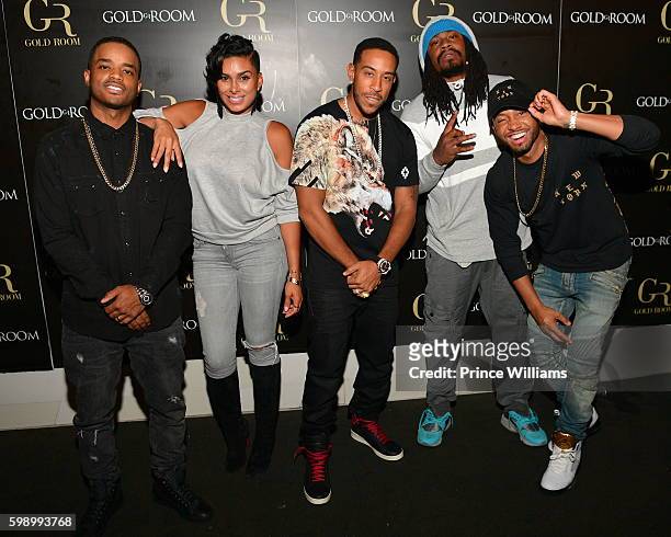 Larenz Tate, Laura Govan, Ludacris, Marshawn Lynch and Terrence Jenkins attend LudaDay Weekend at Gold Room on September 2, 2016 in Atlanta, Georgia.