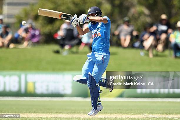 Manish Pandey of India A bats during the Cricket Australia via Getty Images Winter Series Final match between India A and Australia A at Harrup Park...