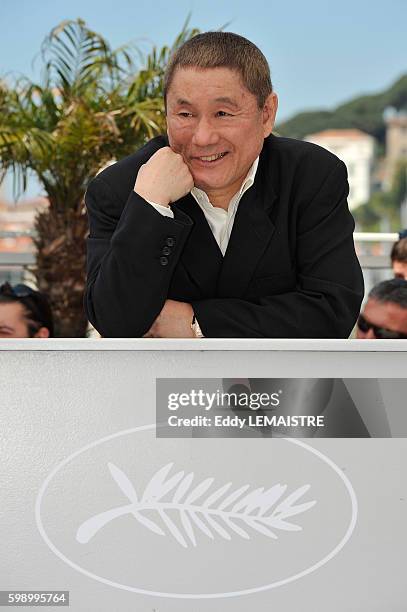 Takeshi Kitano at the photo call for ?Outrage? during the 63rd Cannes International Film Festival.