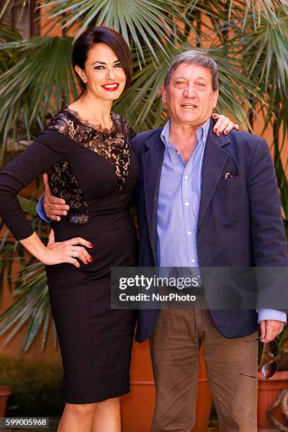 Actress Maria Grazia Cucinotta with Tony Sperandeo attends &quot;'The Tailor's Wife&quot; photocall in Rome -