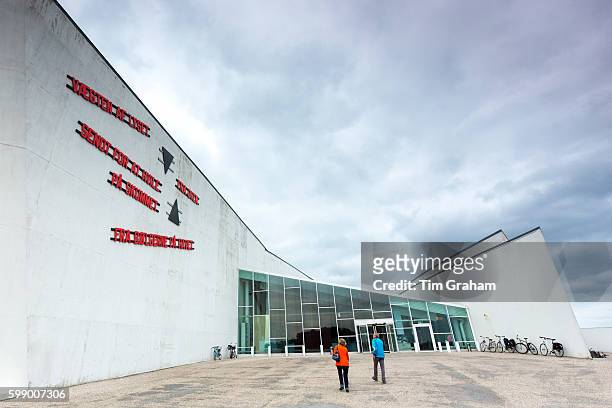 Visitors arriving at Arken Museum of Modern Art at Ishoj near Copenhagen, Denmark.