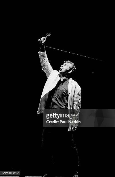 British Pop and Rock musician Peter Gabriel performs onstage at the Rosemont Horizon, Rosemont, Illinois, July 7, 1993.