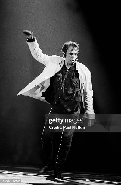 British Pop and Rock musician Peter Gabriel performs onstage at the Rosemont Horizon, Rosemont, Illinois, July 7, 1993.