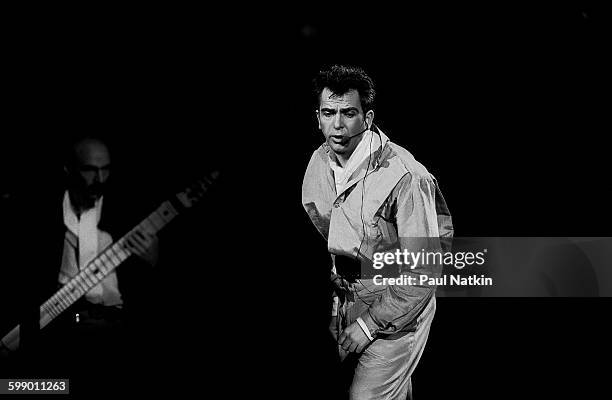 British Pop and Rock musician Peter Gabriel performs onstage at the Rosemont Horizon, Rosemont, Illinois, December 4, 1986.