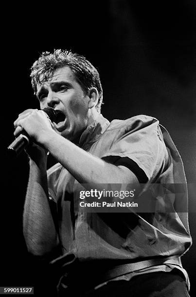 British Pop and Rock musician Peter Gabriel performs onstage at the Rosemont Horizon, Rosemont, Illinois, June 13, 1986.