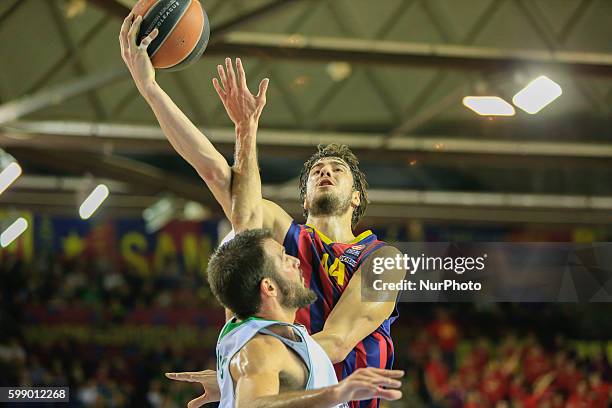 Ante Tomic in the match of the Top 16 Euroleague basketball between FC Barcelona and Panathinaikos, played at the Palau Blaugrana, the March 28,...