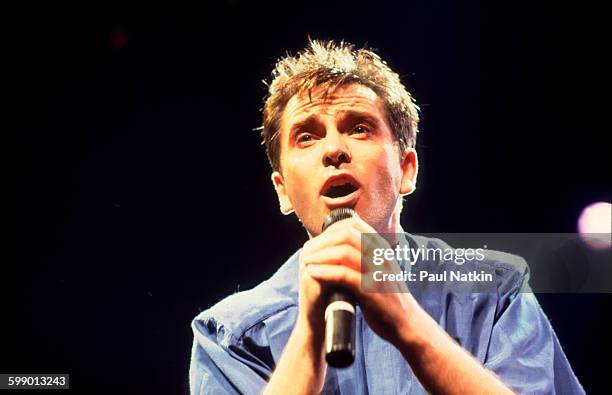 British Pop and Rock musician Peter Gabriel performs onstage at the Rosemont Horizon, Rosemont, Illinois, June 13, 1986.