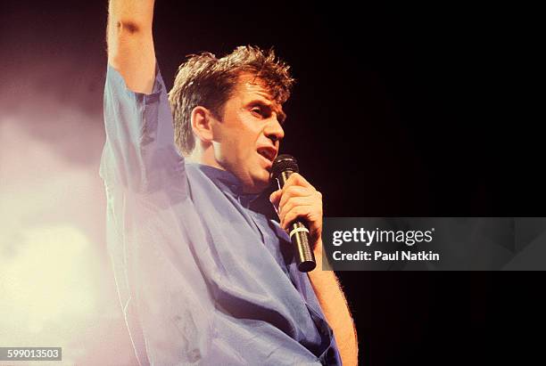 British Pop and Rock musician Peter Gabriel performs onstage at the Rosemont Horizon, Rosemont, Illinois, June 13, 1986.