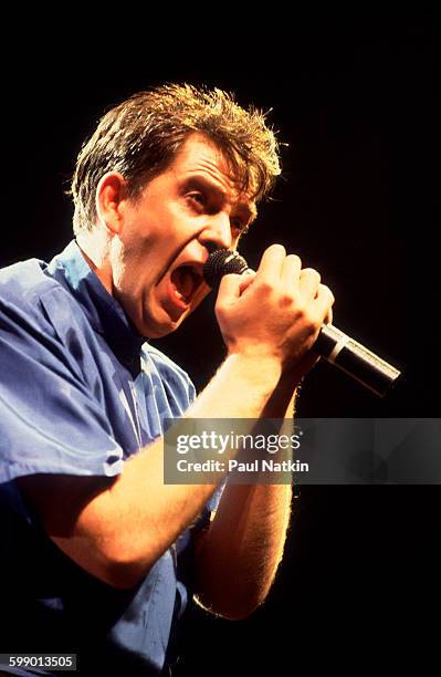 British Pop and Rock musician Peter Gabriel performs onstage at the Rosemont Horizon, Rosemont, Illinois, June 13, 1986.