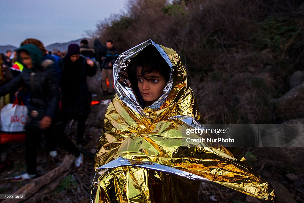 Migrants and refugees arrive in Lesbos island