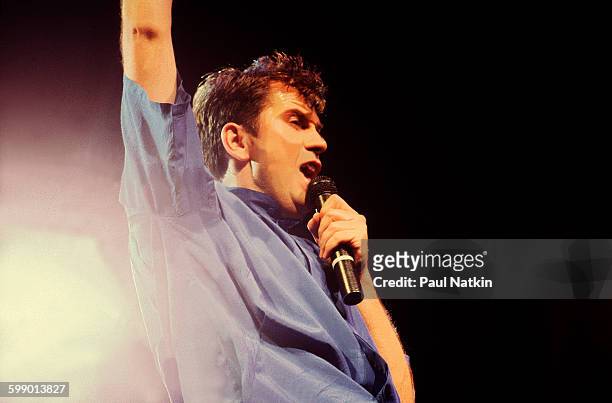 British Pop and Rock musician Peter Gabriel performs onstage at the Rosemont Horizon, Rosemont, Illinois, June 13, 1986.