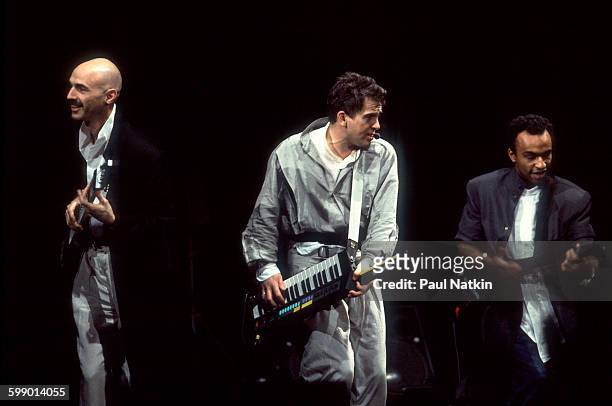 British Pop and Rock musician Peter Gabriel performs onstage at the Rosemont Horizon, Rosemont, Illinois, December 4, 1986.