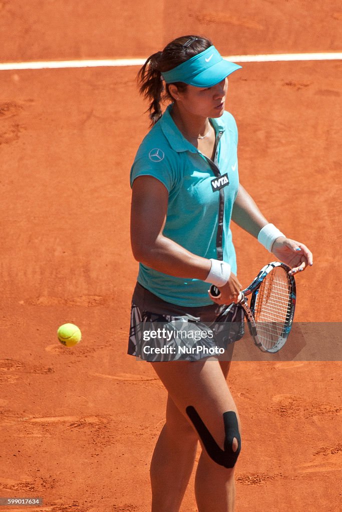 Li Na Ball Li Na of China in action against Sloane Stephens of USA during day ...