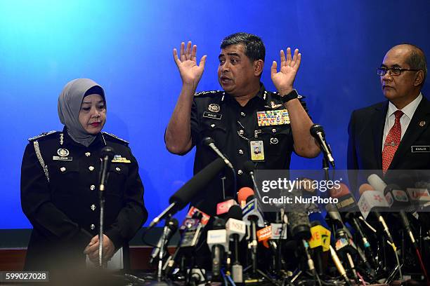 Tan Sri Khalid Abu Bakar the newly elected Inspector General of Police answer questions during the press confrence on the fourth day of the missing...