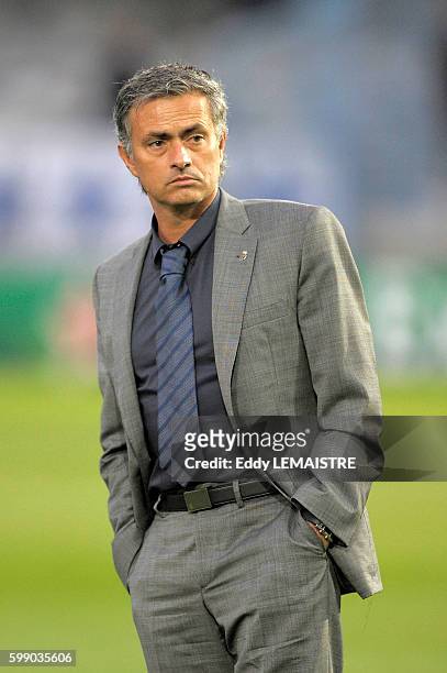 Madrid's coach Jose Mourinho during the UEFA Champions League group G match between AJ Auxerre and Real Madrid CF at Abbe-Deschamps stadium on...