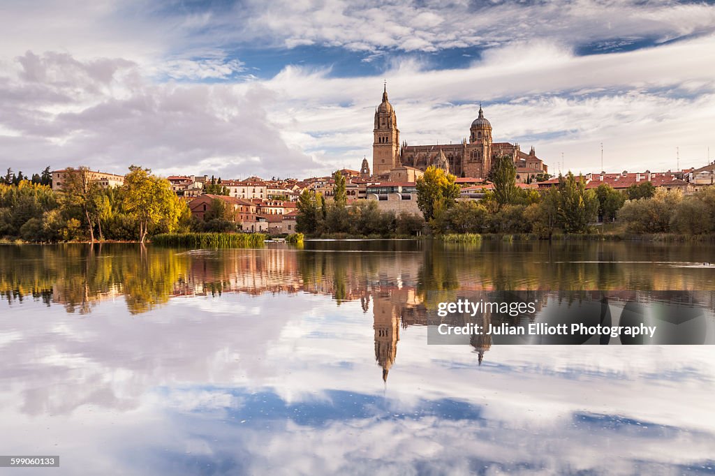 The cathedral in Salamanca across the Rio Tormes.